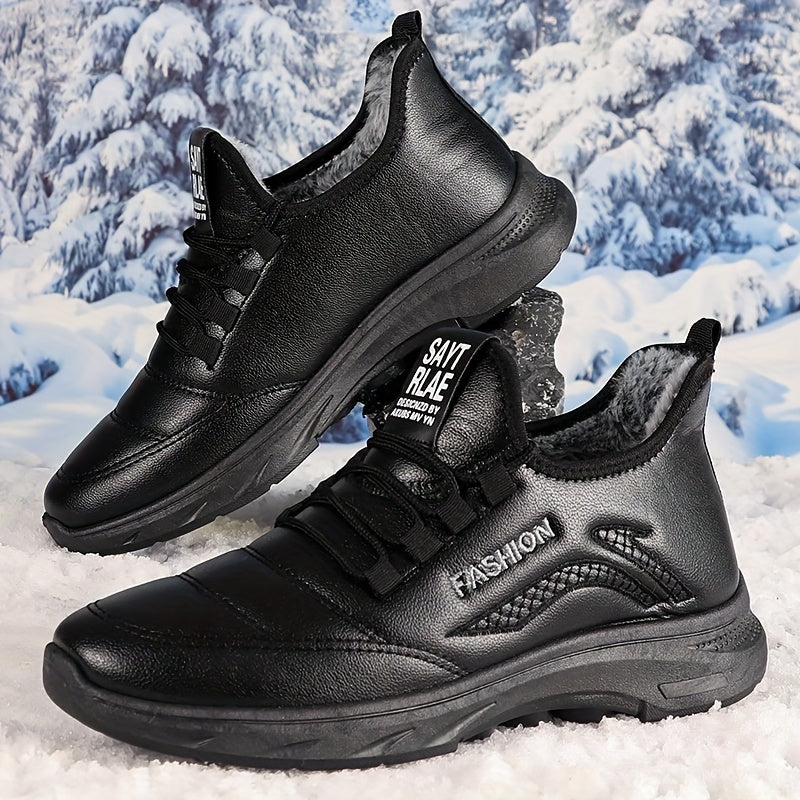 Men's Autumn and Winter Snow Boots with Plush Lining, Comfortable and Soft Soles, Outdoor Hiking Shoes, Comfortable and Durable Sports and Leisure Shoes, Suitable for Ice Walking and Daily Wear, Warm Winter Shoes, Snow Sports