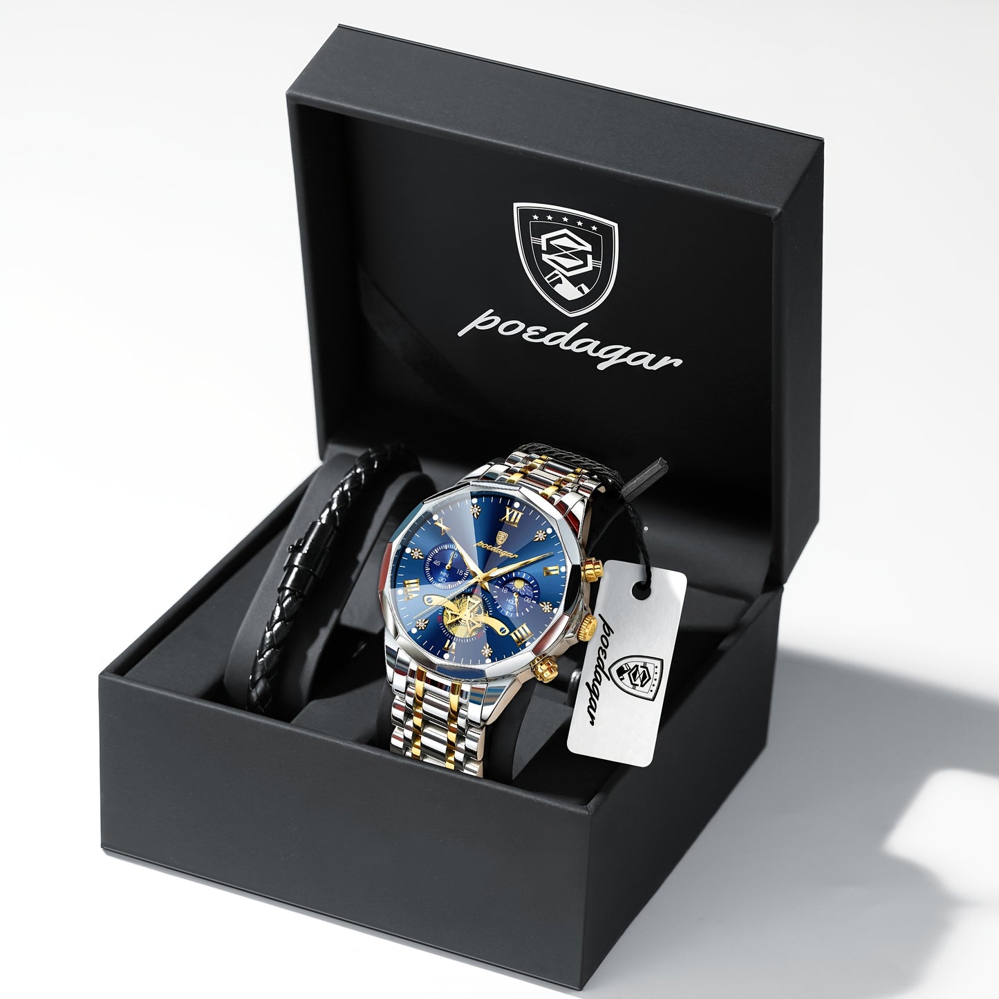 Men's Stainless Steel Business Watch with Luminous Chronograph