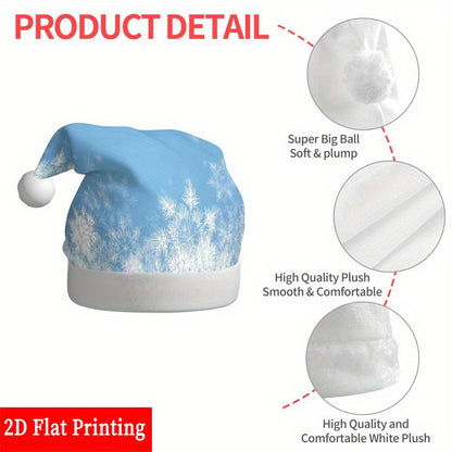The winter 2D Flat Print Party Hats, Christmas Hats, Holiday Hats, And Decorations Blue background covered with snowflakes Pattern, for Party, Christmas And New Year Celebrations, 2D Flat,  Winter Parties, Holiday Theme, Fest