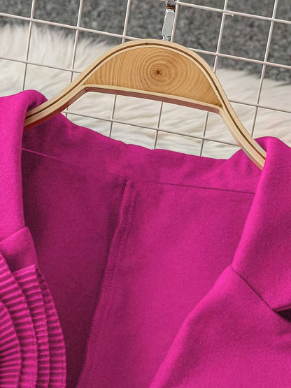 1 հատ կանացի էլեգանտ վարդագույն բլեյզեր՝ հաստ ձմեռային վերարկու ծաղկային նախշերով, կառուցվածքային օձիք և մեկ կոճակով փակում, երկար թևքով կարված բաճկոն՝ աշուն/ձմեռ սեզոնի համար