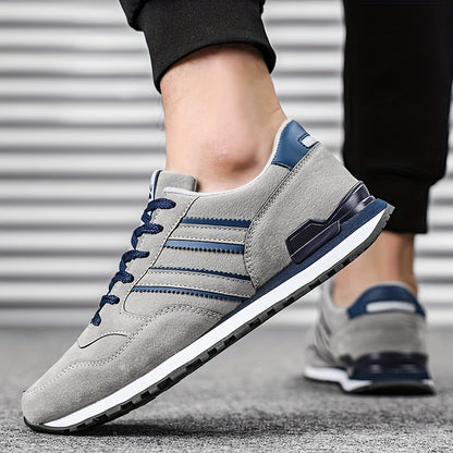 Men's Trendy Solid Old School Style Sneakers, Comfy Non Slip Casual Lace Up Shoes For Men's Outdoor Activities