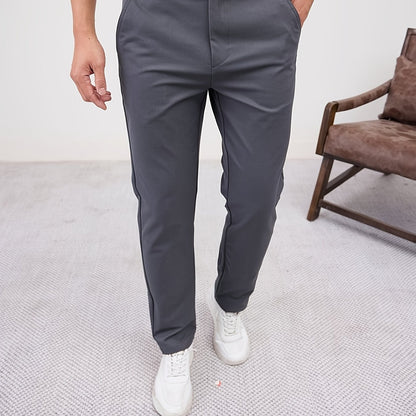 Men'S Casual Solid Color Regular Length Slight Stretch Woven Fabric Pants for Adult
