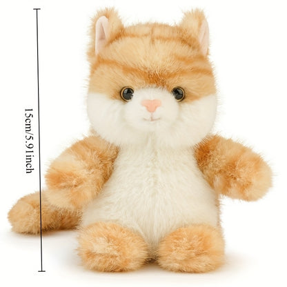 Realistic Plush Yellow Kitten Stuffed - Soft Cuddly with Fluffy Cat Body, Suitable for All Ages, Christmas & New Year Gift, Bedtime Companion for & s