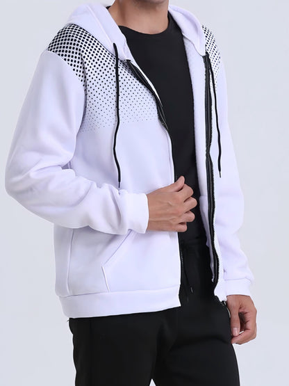 Men's Red Hooded Zip-Up Jacket with Logo Patch Pocket - Logo Personalization, Full-Zip Front Closure, Hooded Collar & Black Zipper - Casual Sportswear Winter Coat for Gym,, Streetwear () - Logo Printing Service, Mens Clothes,