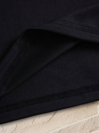 Men'S V-Neck Short Sleeve T-Shirt - Lightweight  Breathable, Casual Fit, Solid Black, Perfect for Summer, High-Quality Knit Fabric, Everyday Tshirt   Casual Style   Comfortable Fit