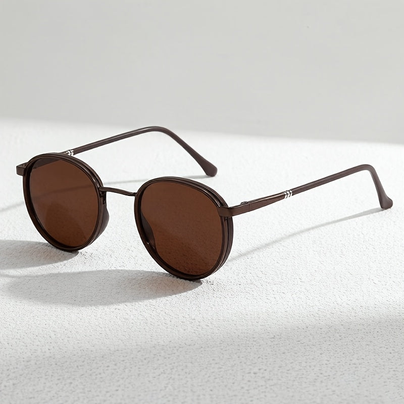 Unisex Polarized Round Sunglasses with Stainless Steel Frame