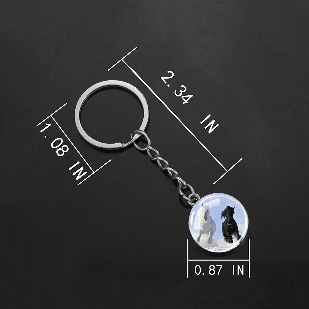 Horse Keychain Glass Ball Pendant Horse Keychain Horse Pattern Animal Keychain, Gift for New Year, Valentine'S Day