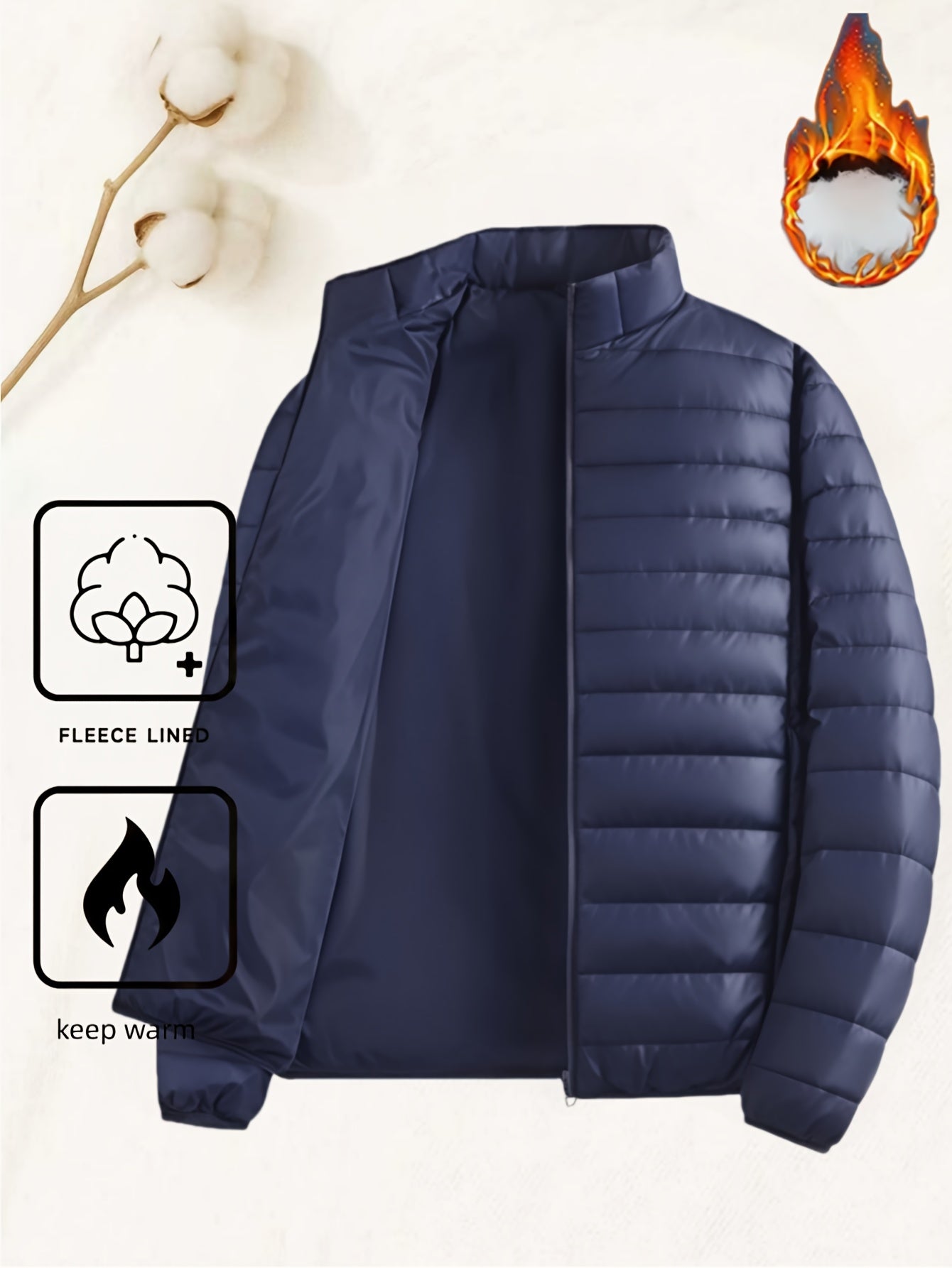 Men's Padded Coat - Men's Autumn/Winter Warm Outerwear - Men's Top - Men's Stand Collar Jacket - Men's Coat Jacket - Men's Warm Coat - Men's Overcoat - Men's Clothing - Men's Cold-Proof Coat - Autumn/Winter Coat, Solid Color, - ayq