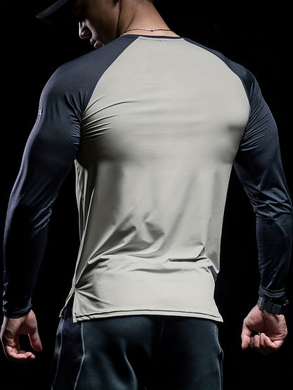 Տղամարդկանց Color Block Athletic Muscle Fit շապիկ, տղամարդկանց շնչառական կոմպրեսիոն շապիկ, հարմարավետ վերնաշապիկ ամառային սպորտի համար