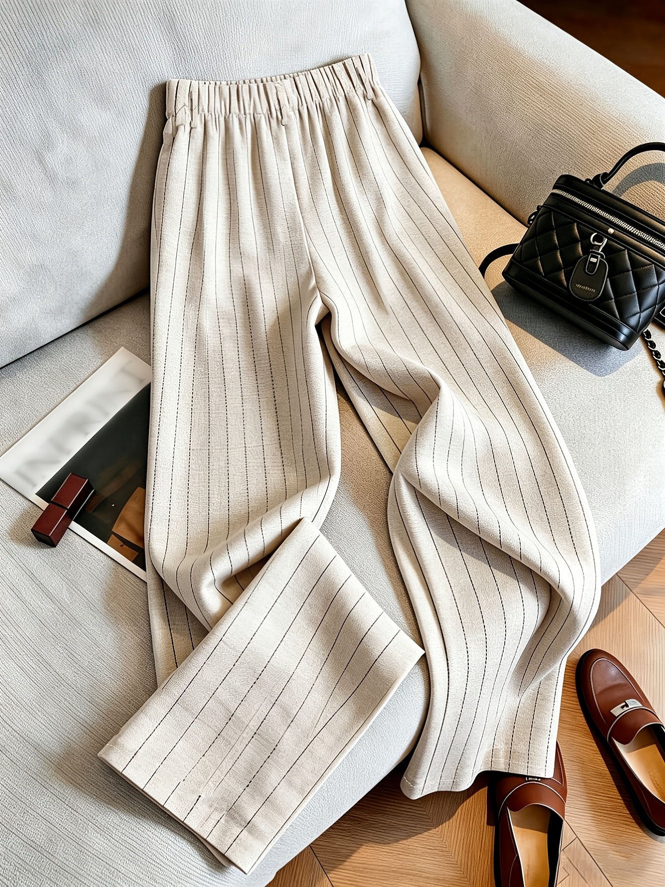 Women's Spring/Summer Casual Straight Leg Striped Pants