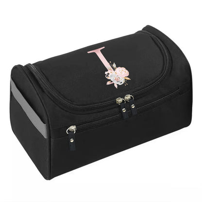 Makeup Wash Bag, Hook Cosmetic Travel Toiletry Organizer, Accessory Bag, Pink Flower Print Handbag Make Up Case