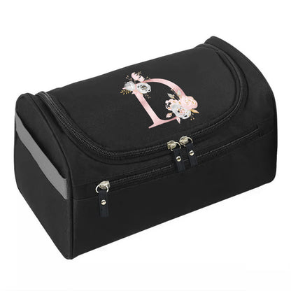 Makeup Wash Bag, Hook Cosmetic Travel Toiletry Organizer, Accessory Bag, Pink Flower Print Handbag Make Up Case