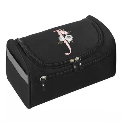 Makeup Wash Bag, Hook Cosmetic Travel Toiletry Organizer, Accessory Bag, Pink Flower Print Handbag Make Up Case