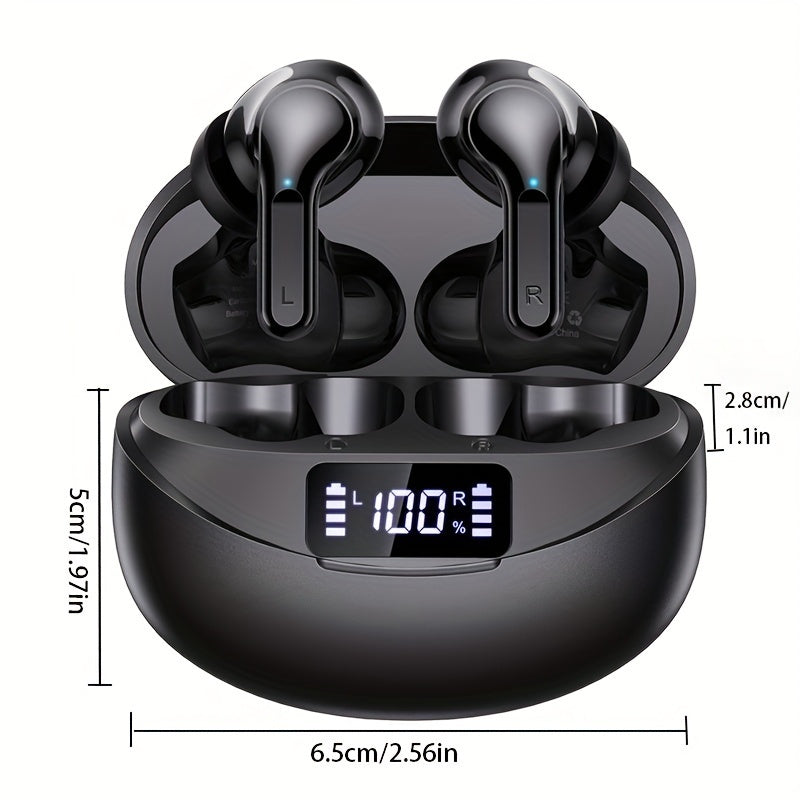 True Wireless Stereo Eabuds, TWS Noise Cancelling Headphones, Sport Headset, Touch Control Earphones With Led Charging Case