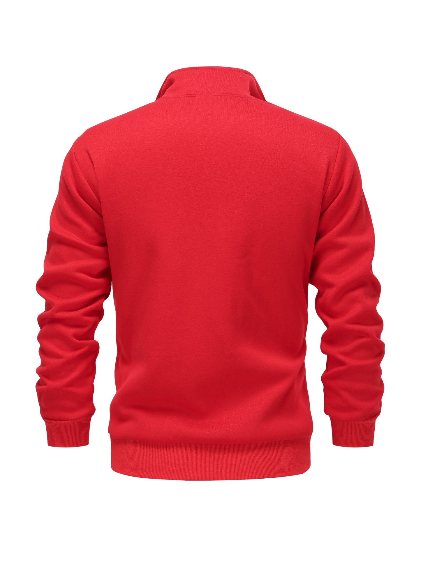 Men'S Red Fleece Zip-Up Hoodie - Cozy Fall & Winter Casual Jacket with Front Pockets, Long Sleeves, and Drawstring Hood, Hooded Sweatshirt, Autumn Outerwear, Durable Fabric