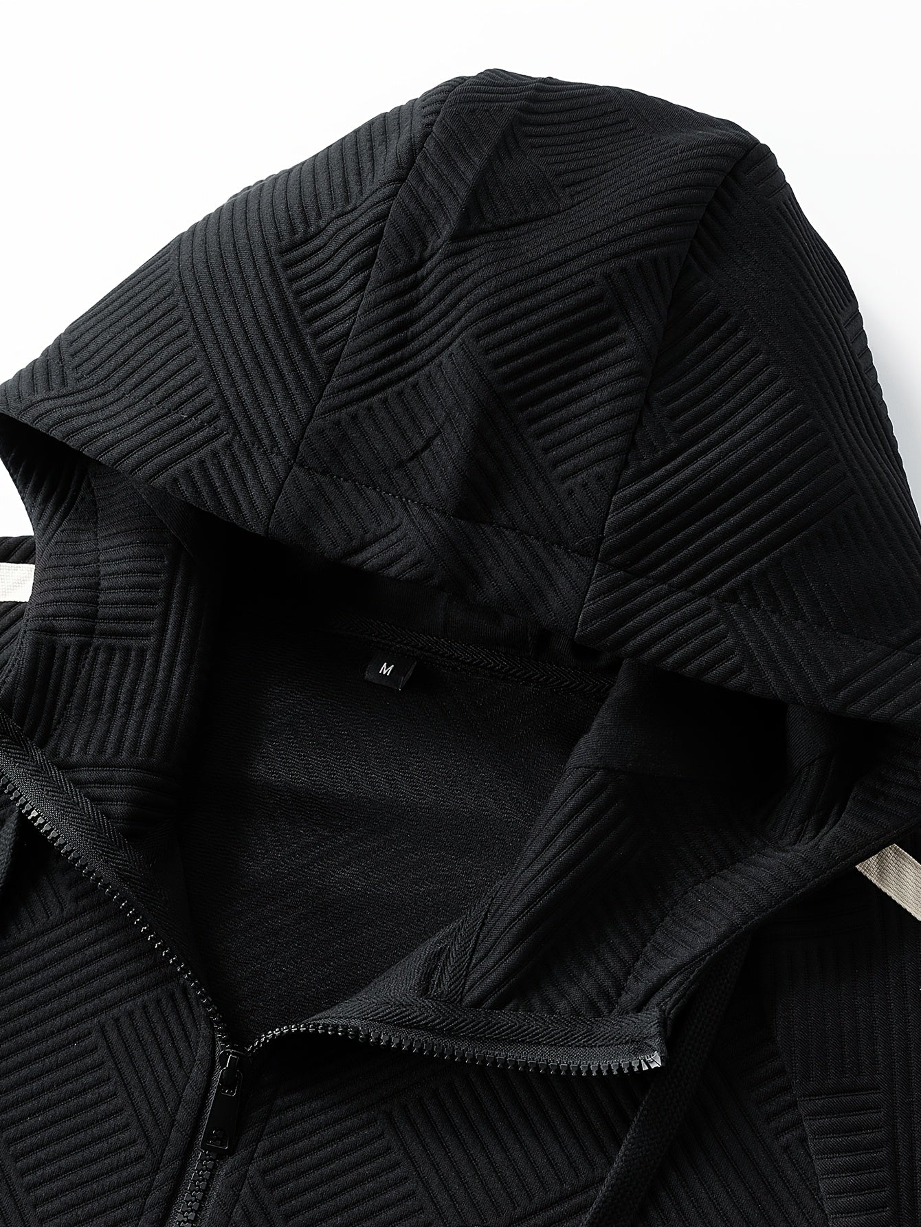 Men's Spring & Fall Jacquard Embroidered Striped Tracksuit Set - 2pcs Zip-Up Hoodie & Pants for Daily Wear, Sports & Outdoor Trips