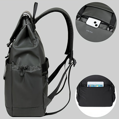 Preppy Style Casual Daypack Lightweight Polyester Backpack with Laptop Compartment, Trolley Sleeve, Adjustable Shoulder Straps, Sewing Thread Design – Ideal for College, Commuting, Travel