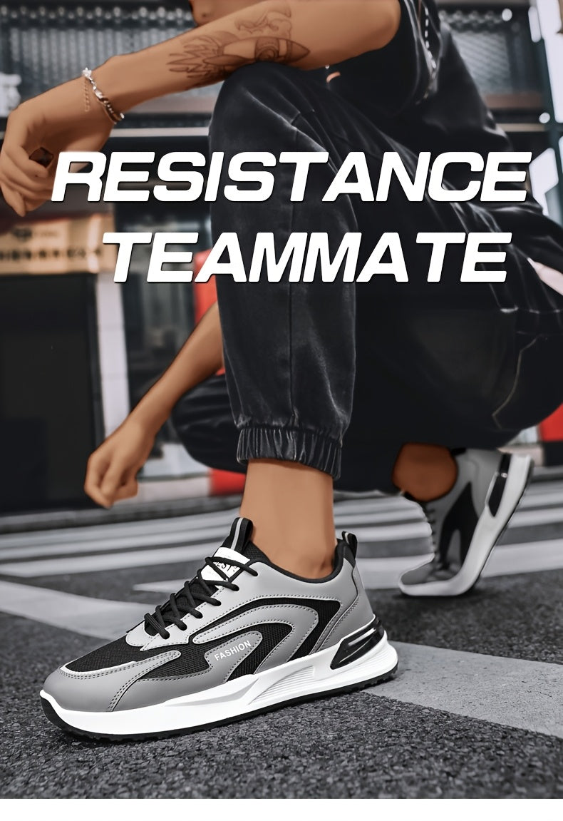 Men'S Plus Size Fashion Sneakers - Breathable Mesh Lace-Up Casual Shoes with Thick PVC Sole, Low-Top Design for All Seasons, Spring/Summer/Fall, Versatile Streetwear, Allseason Shoes | Minimalist Sneakers | Durable PVC Sol - ayq