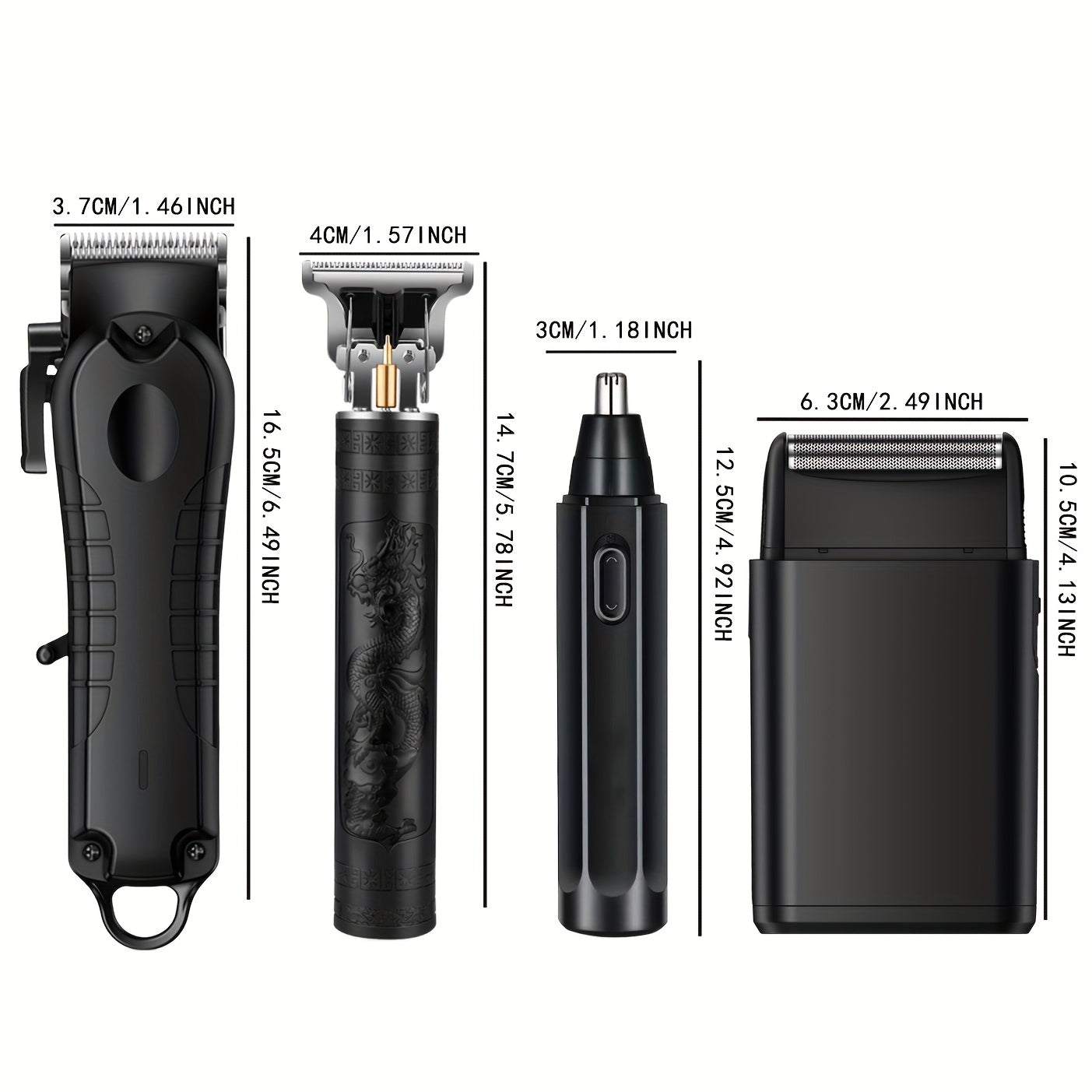 1pc/4pcs Men'S Grooming Kit, Hair Clipper, Electric Shaver, Nose Trimmer, Beard Trimmer, USB Rechargeable Multi-Functional Haircutting Set, Perfect for Beard and Hair Trimming, Travel Essentials, Father'S Day Gift