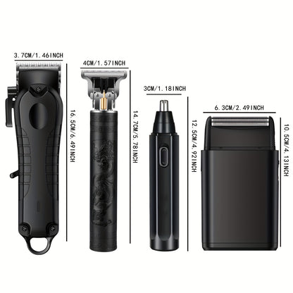1pc/4pcs Men'S Grooming Kit, Hair Clipper, Electric Shaver, Nose Trimmer, Beard Trimmer, USB Rechargeable Multi-Functional Haircutting Set, Perfect for Beard and Hair Trimming, Travel Essentials, Father'S Day Gift