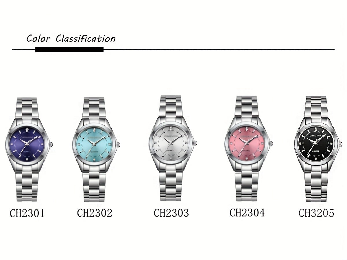 CHRONOS Women'S Fashionable Casual Quartz Watch Features a Stainless Steel Strap, Perfect for Business Elegance And Sophistication. This Exquisite And Compact Outdoor Sports Watch Is Ideal for Daily Wear And Outings, Making I