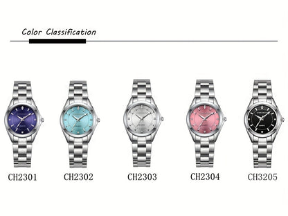 CHRONOS Women'S Fashionable Casual Quartz Watch Features a Stainless Steel Strap, Perfect for Business Elegance And Sophistication. This Exquisite And Compact Outdoor Sports Watch Is Ideal for Daily Wear And Outings, Making I