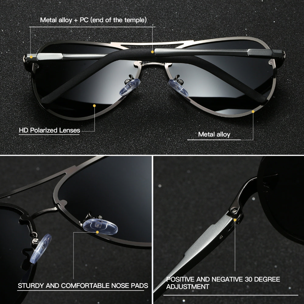 Unisex Oval Polarized Sunglasses with Mixed Frame and Case