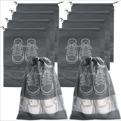 5pcs Grey Dustproof Shoe Bags with Drawstring - Perfect for Travel, Bedroom & Dorm Organization, Ideal Back to School Essentials