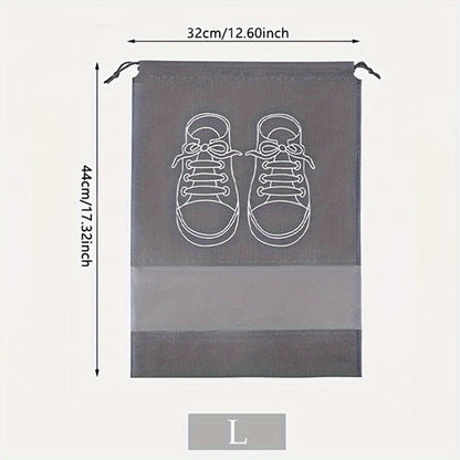 5pcs Grey Dustproof Shoe Bags with Drawstring - Perfect for Travel, Bedroom & Dorm Organization, Ideal Back to School Essentials