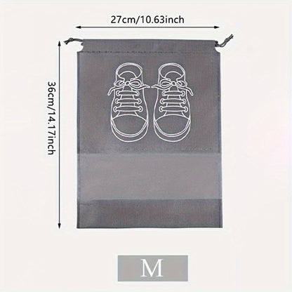 5pcs Grey Dustproof Shoe Bags with Drawstring - Perfect for Travel, Bedroom & Dorm Organization, Ideal Back to School Essentials