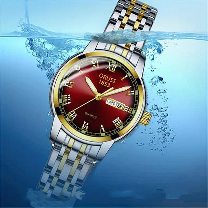 1pc Elegant Ladies' Quartz Wrist Watch, Luminous Dial, Classic Calendar, Roman Style, Stainless Steel Band, Alloy Case, Non, Non-Rechargeable Battery - Fashion Timepiece