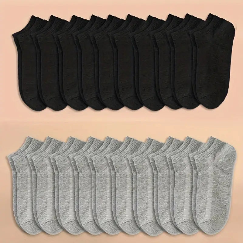 10/20/40 Pairs Of Men's Simple Solid Liner Anklets Socks, Comfy Breathable Soft Sweat Absorbent Socks For Men's Outdoor Wearing