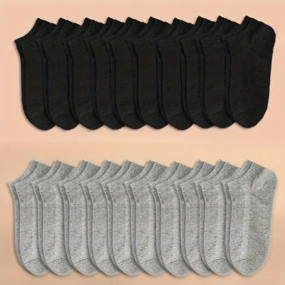10/20/40 Pairs Of Men's Simple Solid Liner Anklets Socks, Comfy Breathable Soft Sweat Absorbent Socks For Men's Outdoor Wearing