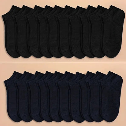 10/20/40 Pairs Of Men's Simple Solid Liner Anklets Socks, Comfy Breathable Soft Sweat Absorbent Socks For Men's Outdoor Wearing