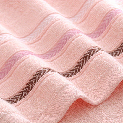 2pcs Soft Cotton Face Towels - Thick, Absorbent & Skin-Friendly for Home Bathroom, Striped Design with Reinforced Edges, 32.99cm x 72.01cm, Modern Style, Pink & Blue Shades, Bathroom Essentials | Modern Towel Design | Plush C