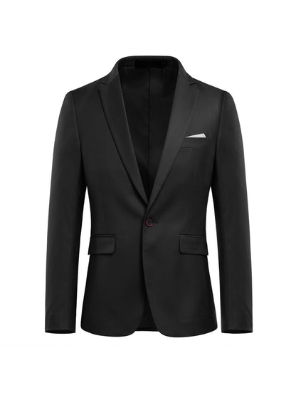 3pcs Men's Formal Suit Set, Men's Formal One Button Lapel Suit Jacket + Classic Matching Vest + Pants, Wedding Banquet & Business Occasion