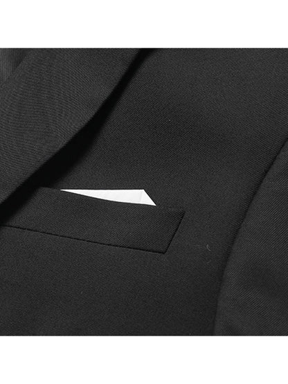 3pcs Men's Formal Suit Set, Men's Formal One Button Lapel Suit Jacket + Classic Matching Vest + Pants, Wedding Banquet & Business Occasion