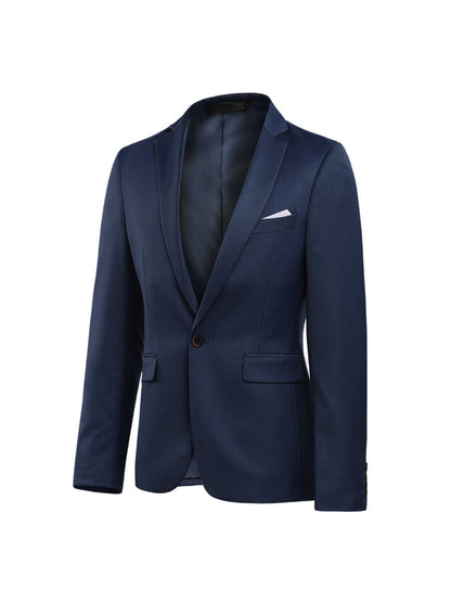 3pcs Men's Formal Suit Set, Men's Formal One Button Lapel Suit Jacket + Classic Matching Vest + Pants, Wedding Banquet & Business Occasion