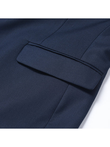 3pcs Men's Formal Suit Set, Men's Formal One Button Lapel Suit Jacket + Classic Matching Vest + Pants, Wedding Banquet & Business Occasion