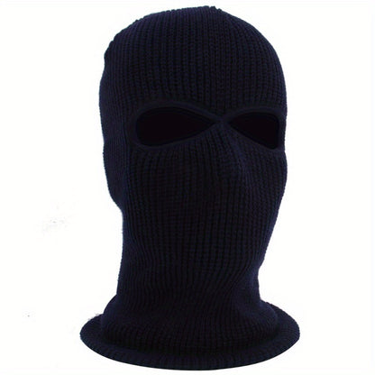 Men's Fleece-Lined Winter Balaclava - Windproof, Thermal Ski Mask with Dual Holes for Outdoor Sports