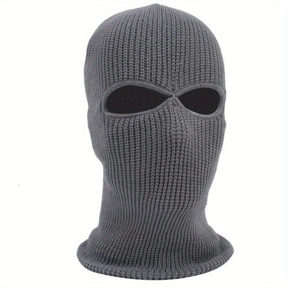 Men's Fleece-Lined Winter Balaclava - Windproof, Thermal Ski Mask with Dual Holes for Outdoor Sports