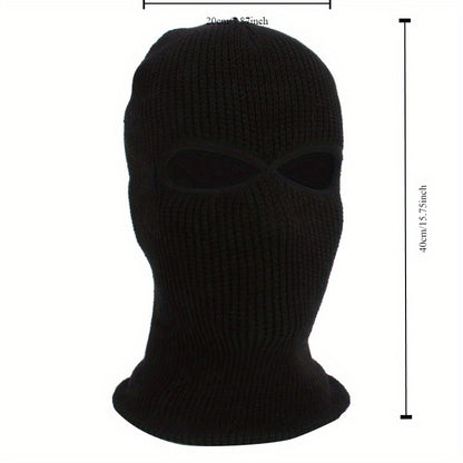 Men's Fleece-Lined Winter Balaclava - Windproof, Thermal Ski Mask with Dual Holes for Outdoor Sports