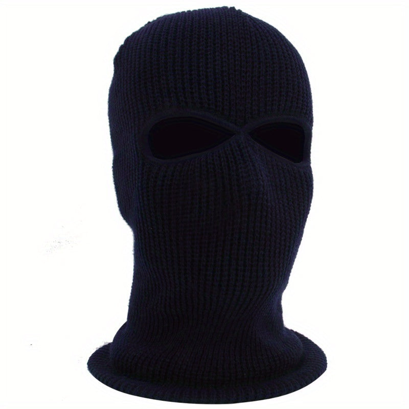 Men's Fleece-Lined Winter Balaclava - Windproof, Thermal Ski Mask with Dual Holes for Outdoor Sports