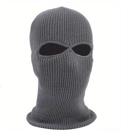Men's Fleece-Lined Winter Balaclava - Windproof, Thermal Ski Mask with Dual Holes for Outdoor Sports