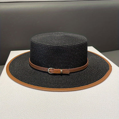 Women's Breathable Nylon Flat Top Sun Hat with Drawstring