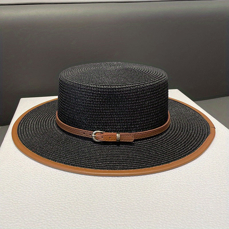 Women's Breathable Nylon Flat Top Sun Hat with Drawstring