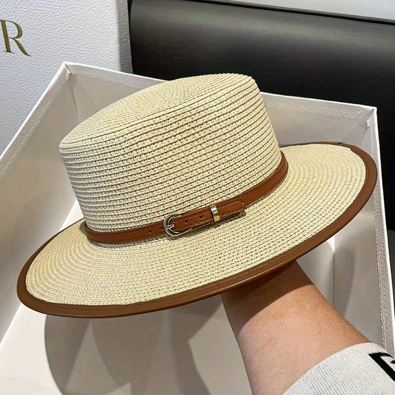 Women's Breathable Nylon Flat Top Sun Hat with Drawstring