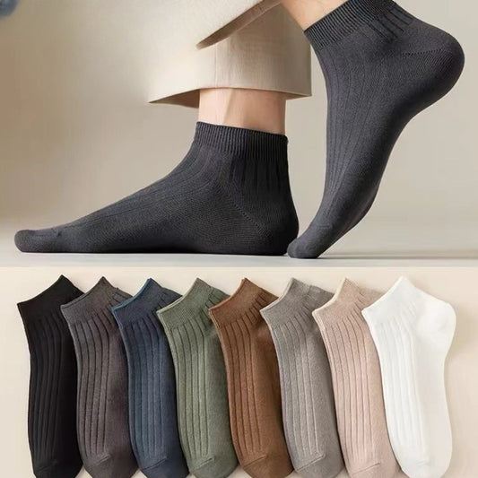 5 Pairs Men'S Ankle Socks, Breathable Mesh, Sweat-Absorbent, Anti-Odor, Knit Polyester 80% Spandex 20% for Hiking, Solid Color, Hand Wash Only, Sweat-Resistant