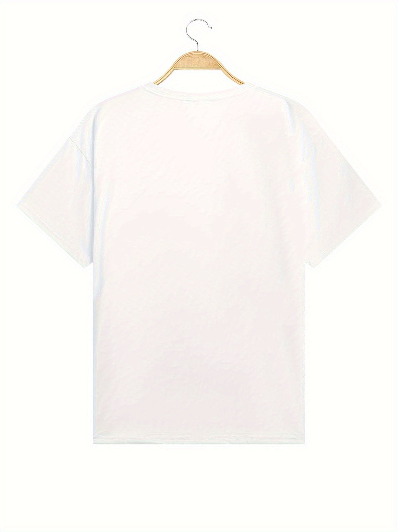 Rose Print Crew պարանոցի վերնաշապիկ, ամենօրյա կարճաթև շապիկ գարնան և ամառի համար, կանացի հագուստ
