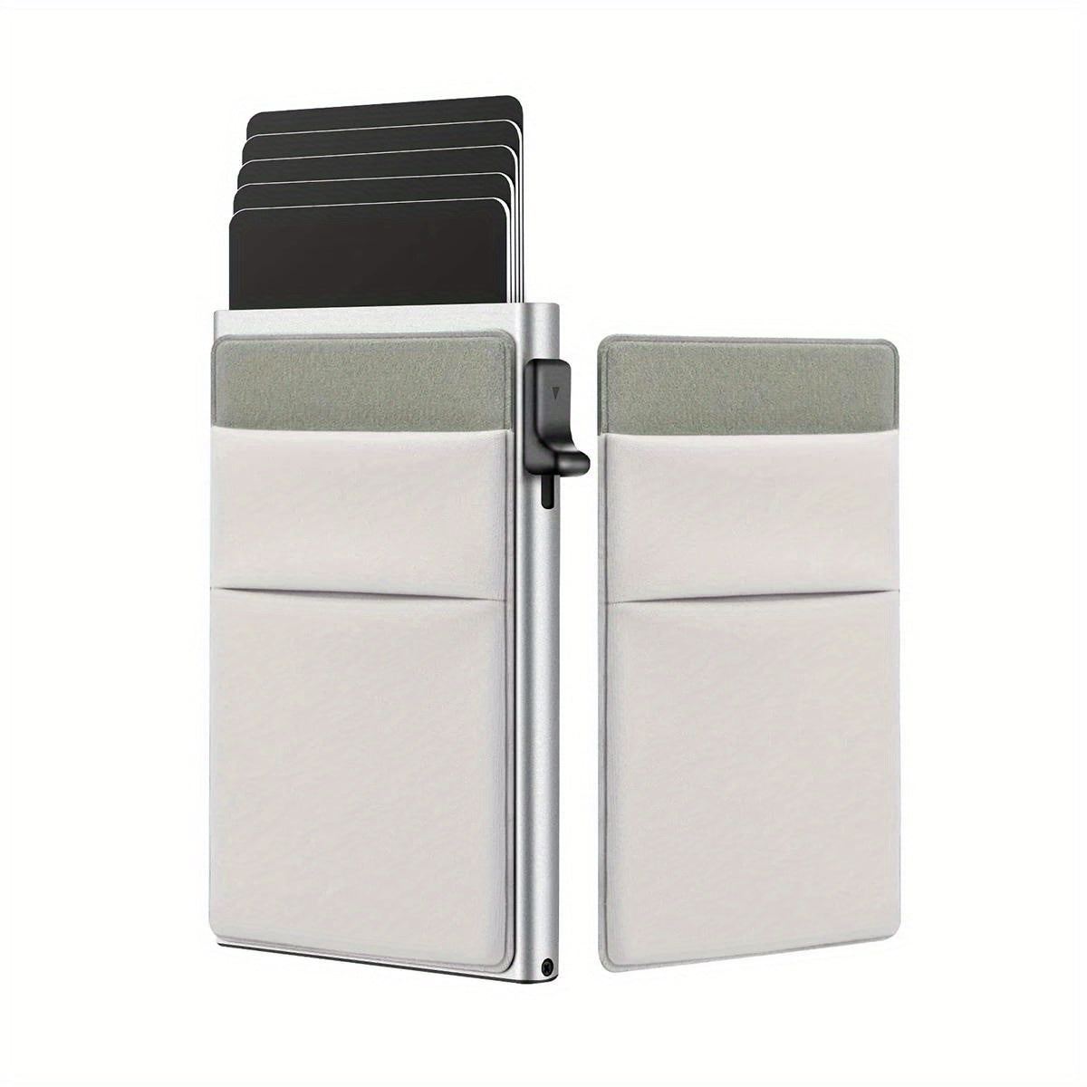 Men's Sleek RFID-Blocking Credit Card Holder with Pop-Up Coin Slot - Aluminum Alloy, Solid Black